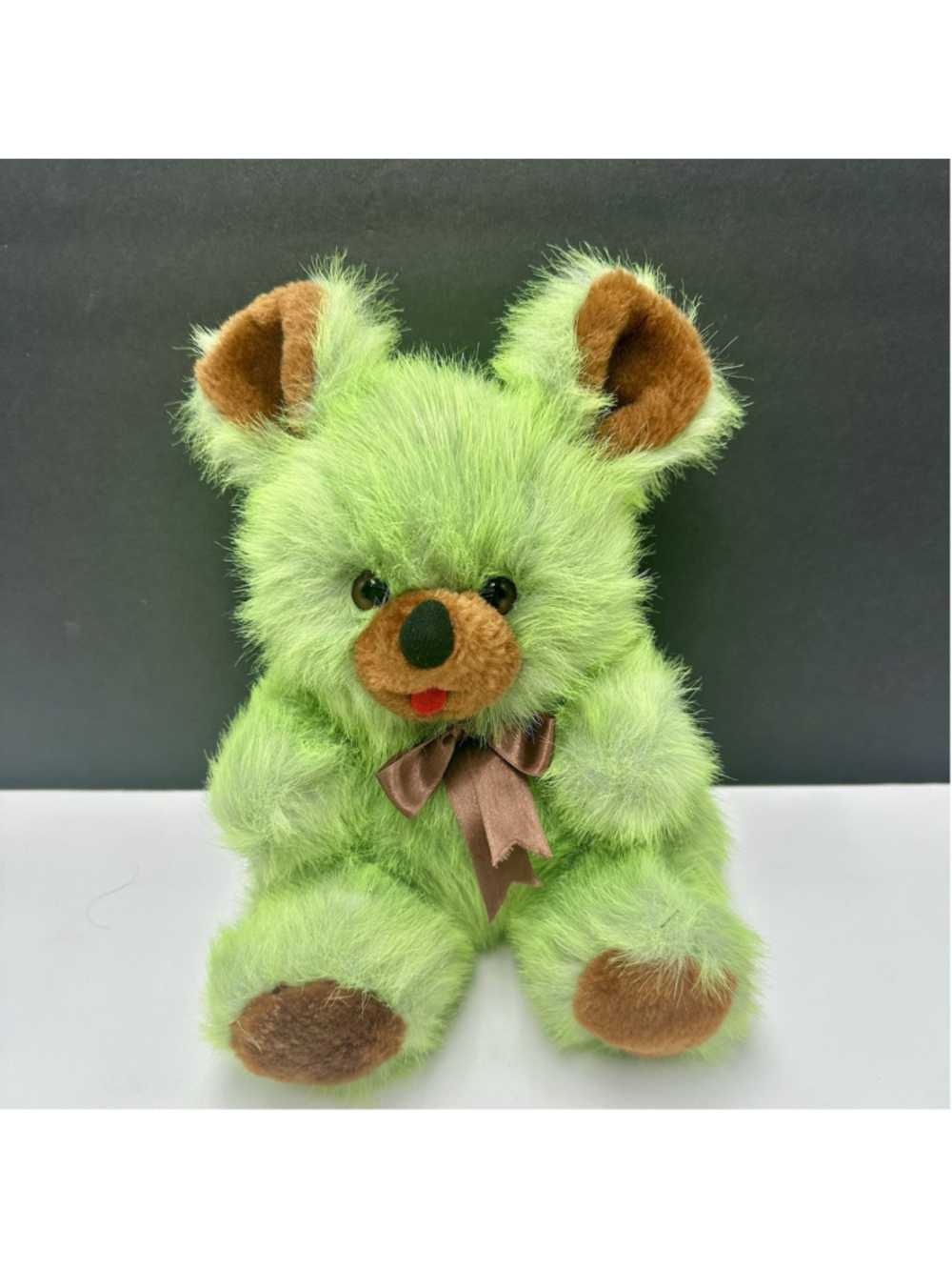 Vintage King Plush Lime Green Mouse Stuffed Animal Carnival Toy 10 Inch Sitting